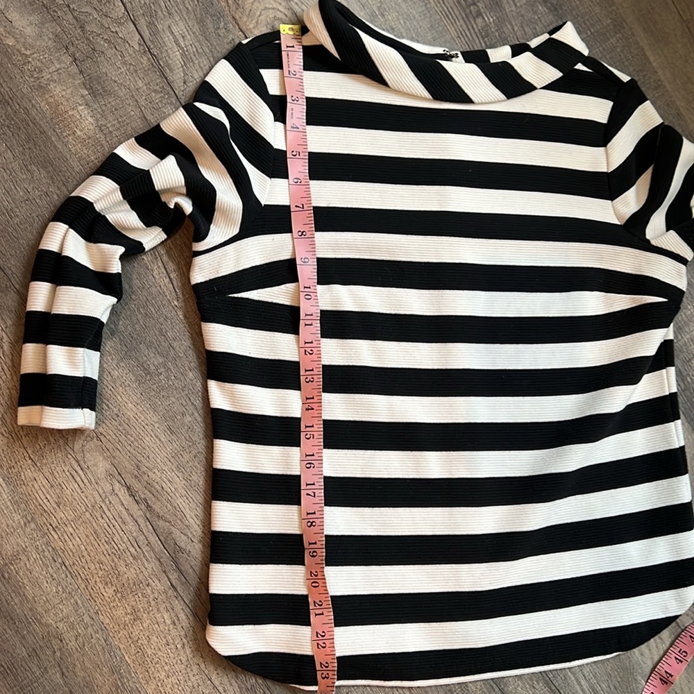 Vintage Talbots Mod 60s Vibes Black and White Striped Women's top Size medium - Picture 17 of 17